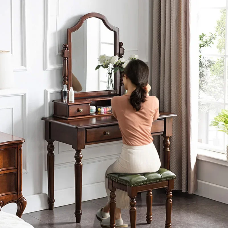 American Makeup Stools Dresser Manicure European Solid Wood Stools Bedroom Princess Living Room Furniture Le Tabouret XYDZ