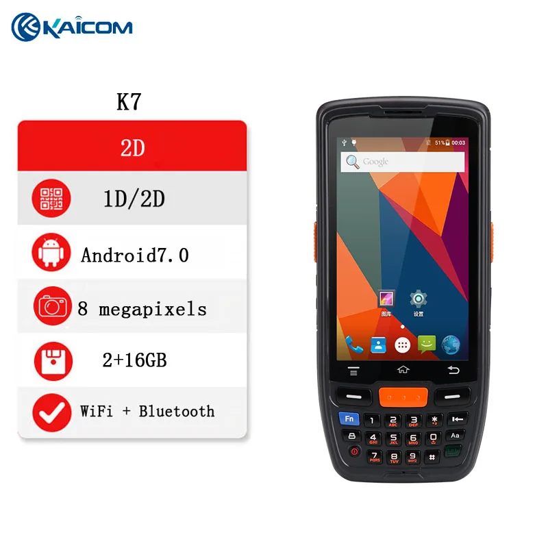 Kaicom-colector de datos K7 Android, Terminal de mano, PDA, Bluetooth, proveedor electromecánico ERP, 4G, GPS, WIFI