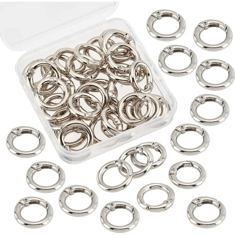 32 Stück Feder o Ringe Silber runde Karabiner haken Split Zink legierung Karabiner haken Metall klemme Verschluss Schlüssel ringe Schnalle Abzug