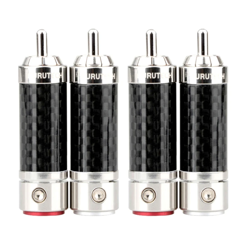 

4pcs Furutech RCA Plug Carbon Fiber Rhodium-plated Solder-free Self-locking RCA Plug Connector HiFi Audio RCA Signal Plug