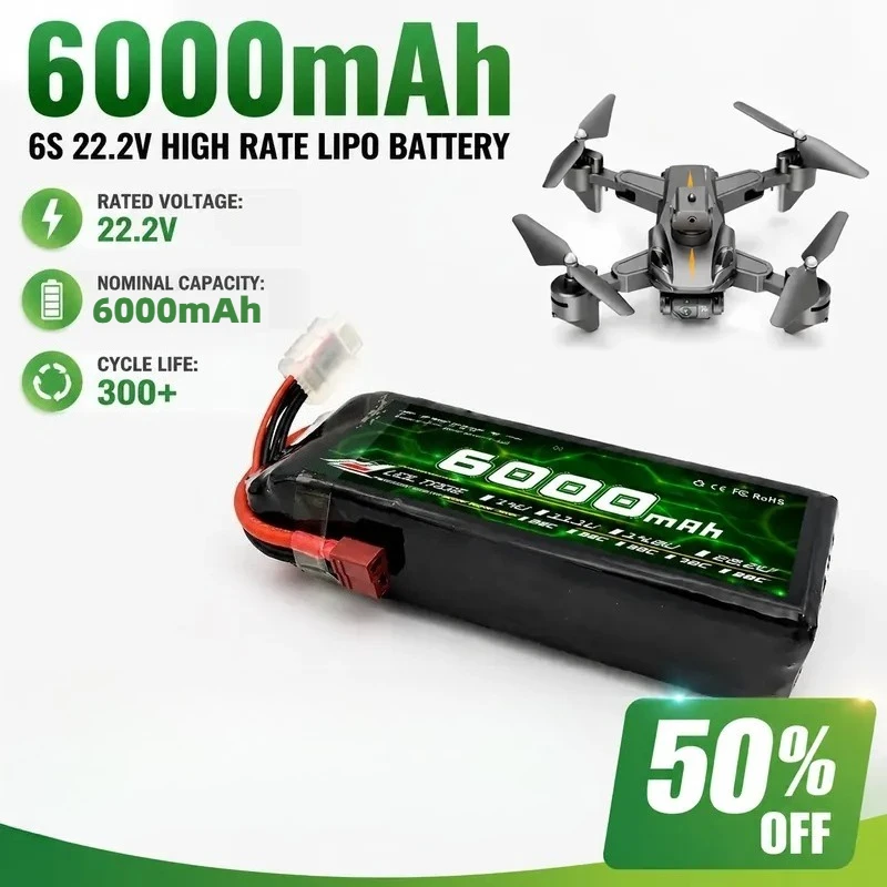 6000mAh 6S 22.2V High-Rate Model Aircraft Polymer Lithium Battery