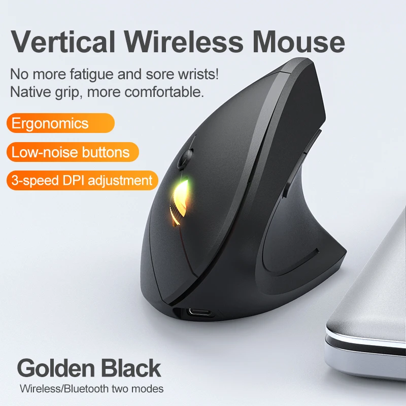 2,4GHz Bluetooth Kabellose Maus Wiederaufladbare Vertikale Maus Ergonomisch 1600DPI Einstellbar 6 Tasten Für PC Computer Laptop Desktop