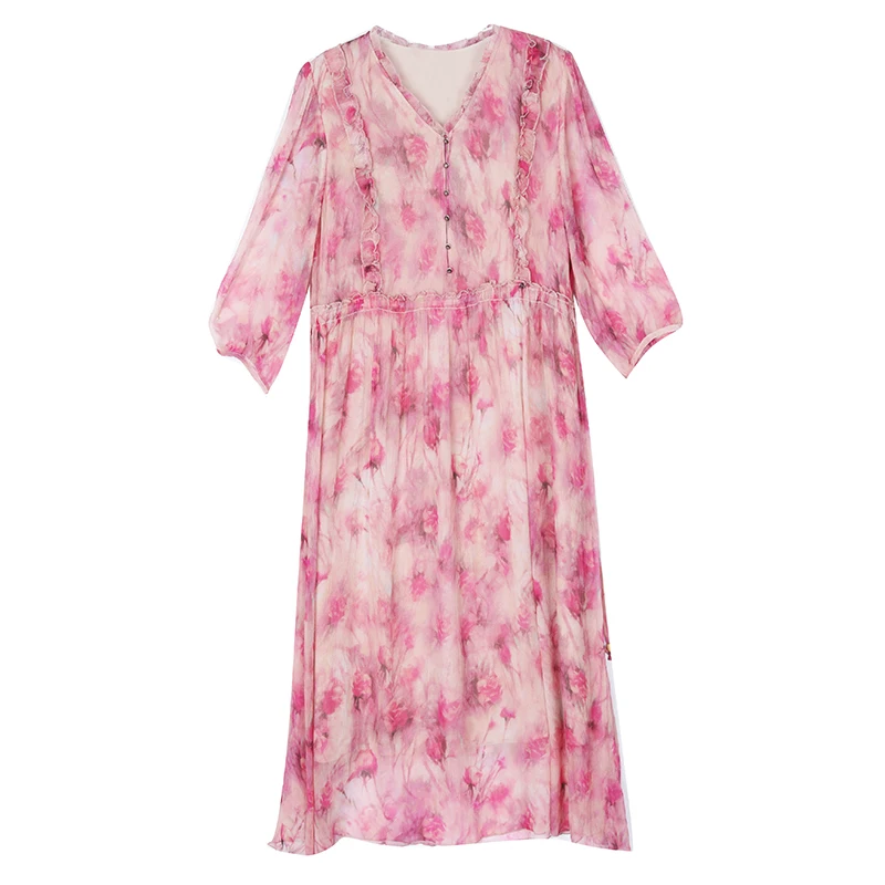 Robe mi-longue blanche style Boho pour femmes, tenue élégante à volants, avec appliques, mode coréenne, décontractée, couleur unie, été 2024