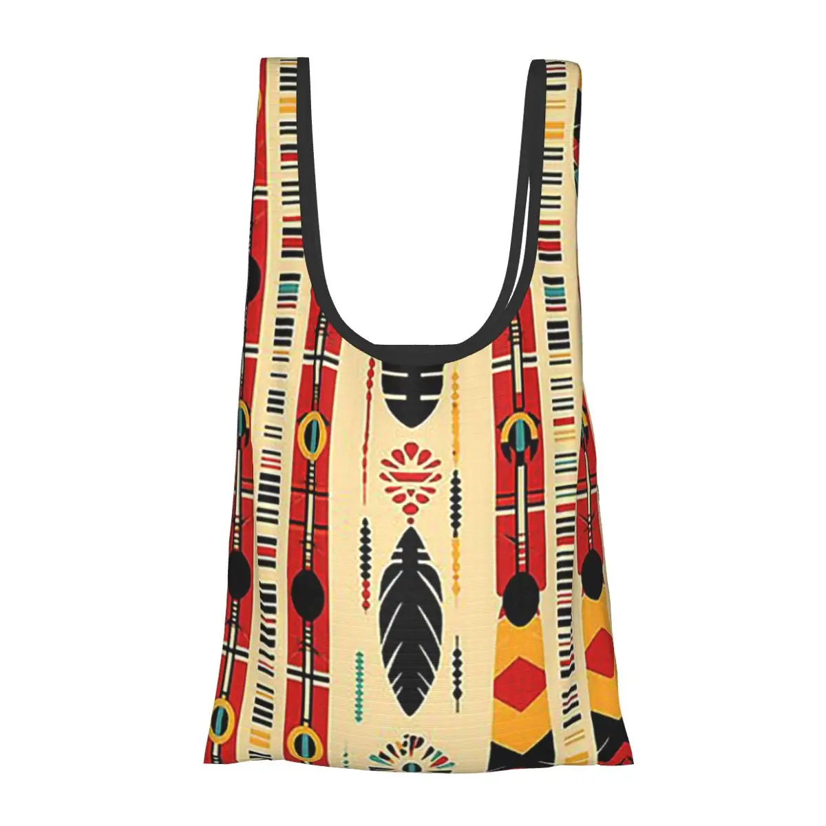 

Tribal Patterns 2 Portable Tote Shopping Bags Foldable Shopper Bag Grocery Handbag Shoulder Bag