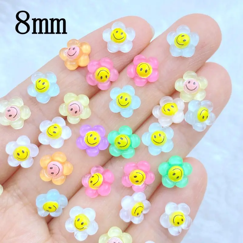 50pcs New Cute Mini Shiny cartoon sunflower Nail Rhinestones Gems Glitter Nail Art Jewelry Manicure Nail Decoration Accessorie