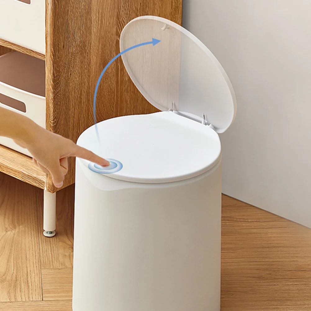 

Press Trash Can Waste Bin Garbage Container Bathroom Kitchen Bedroom Medium White Lid PP Material Storage Modern Design