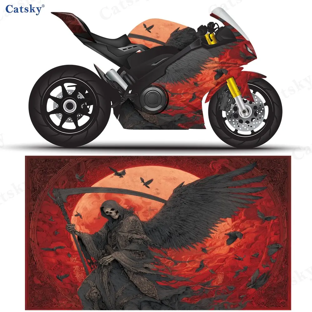 Black Robe Sickle Death Reaper Motorcycle Vinyl Packaging-waterproof, Detachable Sticker, Universal For Motorcycles, Durable Scr