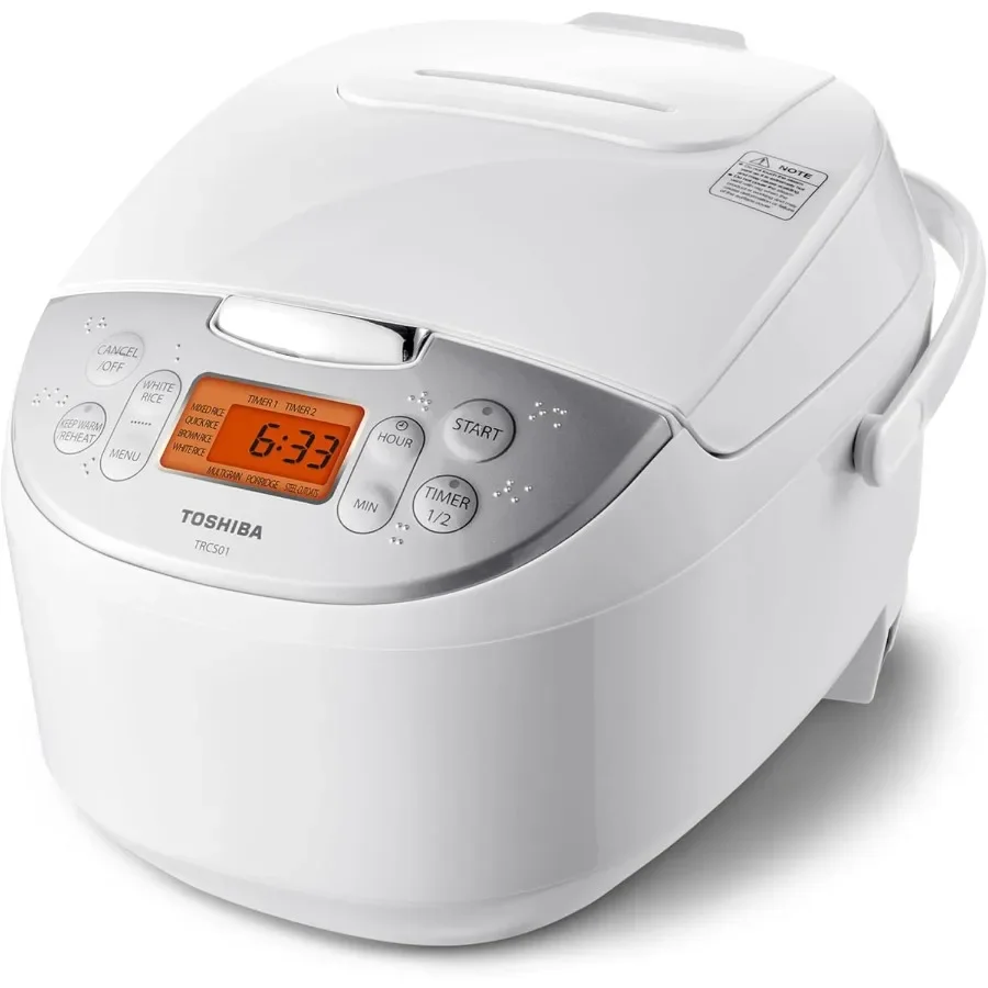 6 Cup Uncooked Japanese Rice Cooker with Fuzzy Logic Technology for Precise Cooking 7 Cooking Functions Including Steam and Slo