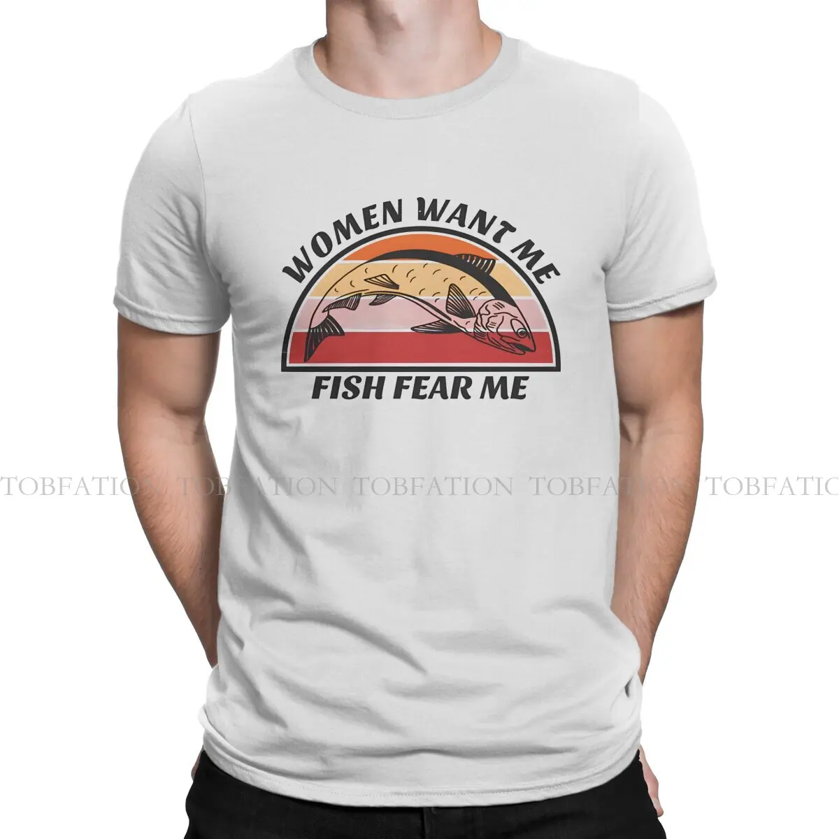 Fish Funny Women Want Me Fish Fear Me Red T Shirt Goth Men's Tees Summer Cotton Clothing Harajuku O-Neck TShirt