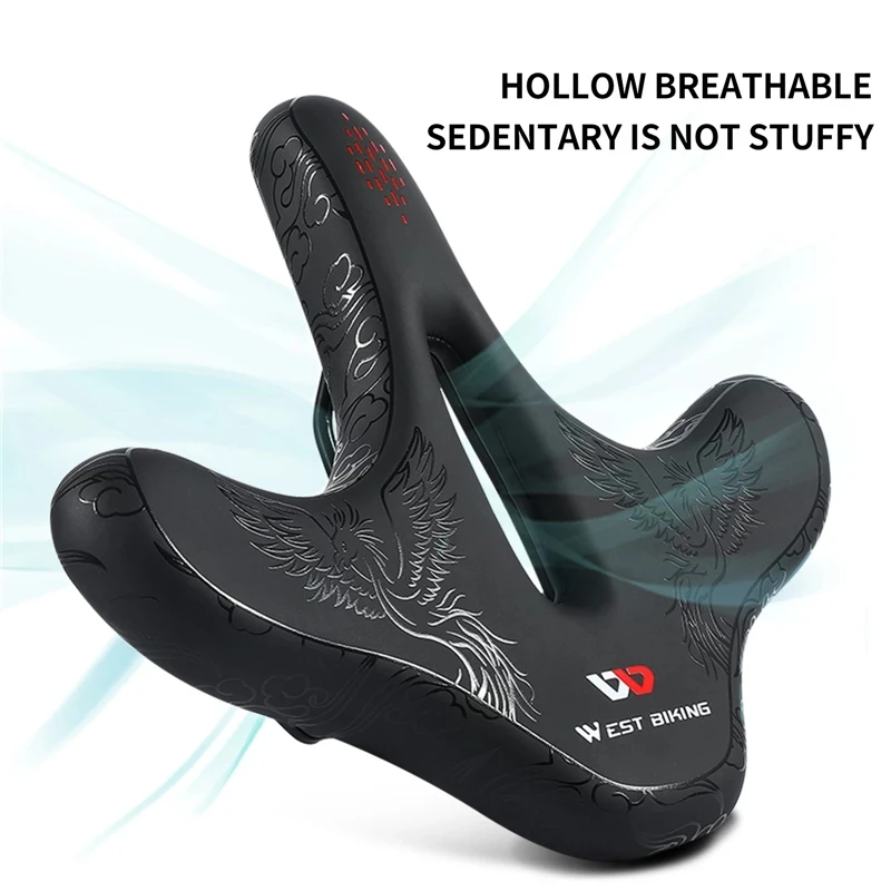 WEST BIKING Wide MTB Bicycle Saddle Ergonomic Comfortable Thick Foam Shock Absorption Commute Bike Seat E-Bike Cycling Cushion