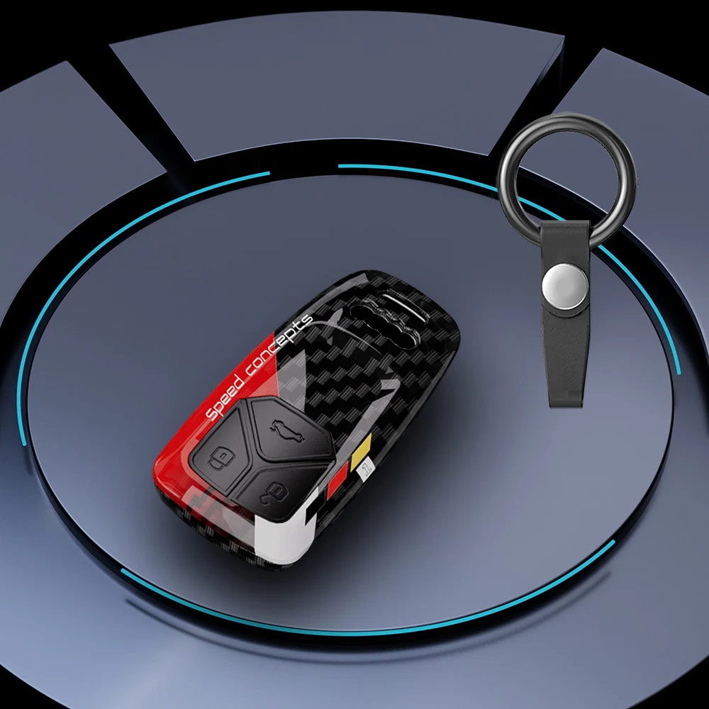 Abs kohle faser autos chl üssel etui abdeckung für audi a4 b9 a5 a6 8s 8w q5 q7 4m s4 s5 s7 tt tts tfsi rs protector shell fob zubehör – Detail 6