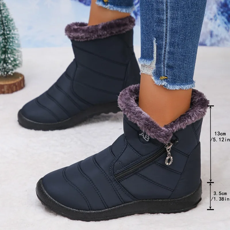 

Women Fur Canvas Snow Boots Casual Sport Running Ankle Shoes Winter 2025 Walking Plush Warm Flats Platform Cotton Botas Mujer