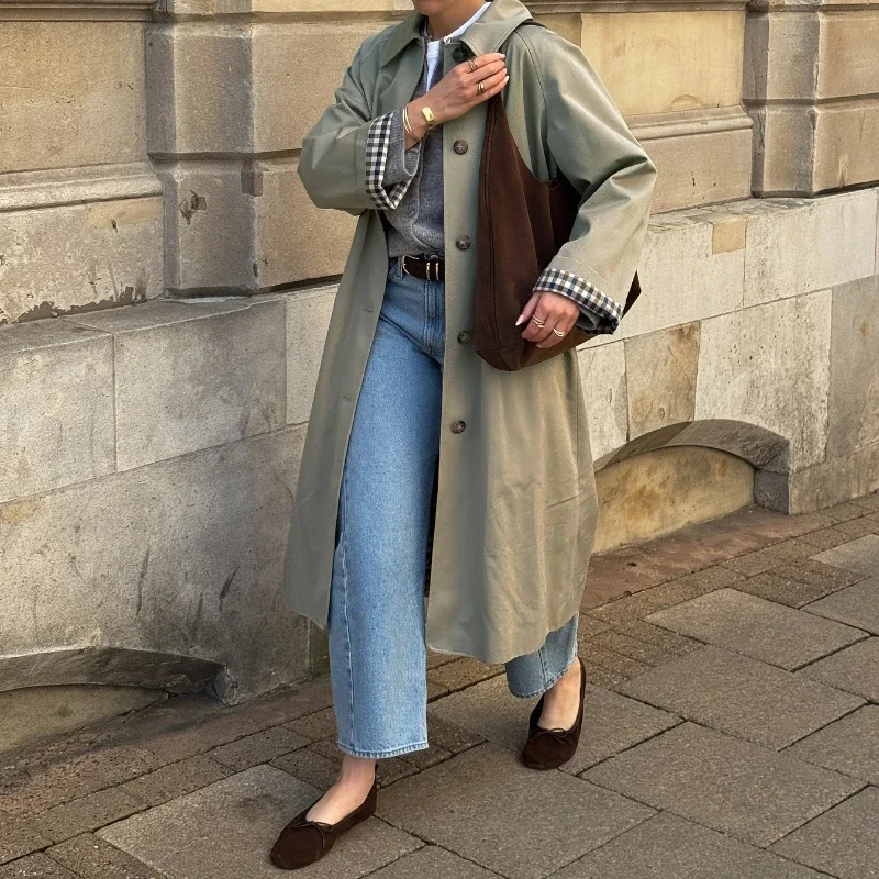 

Women's New Autumn Coat, Simple and Loose, Short Petite Mid-Length Coat