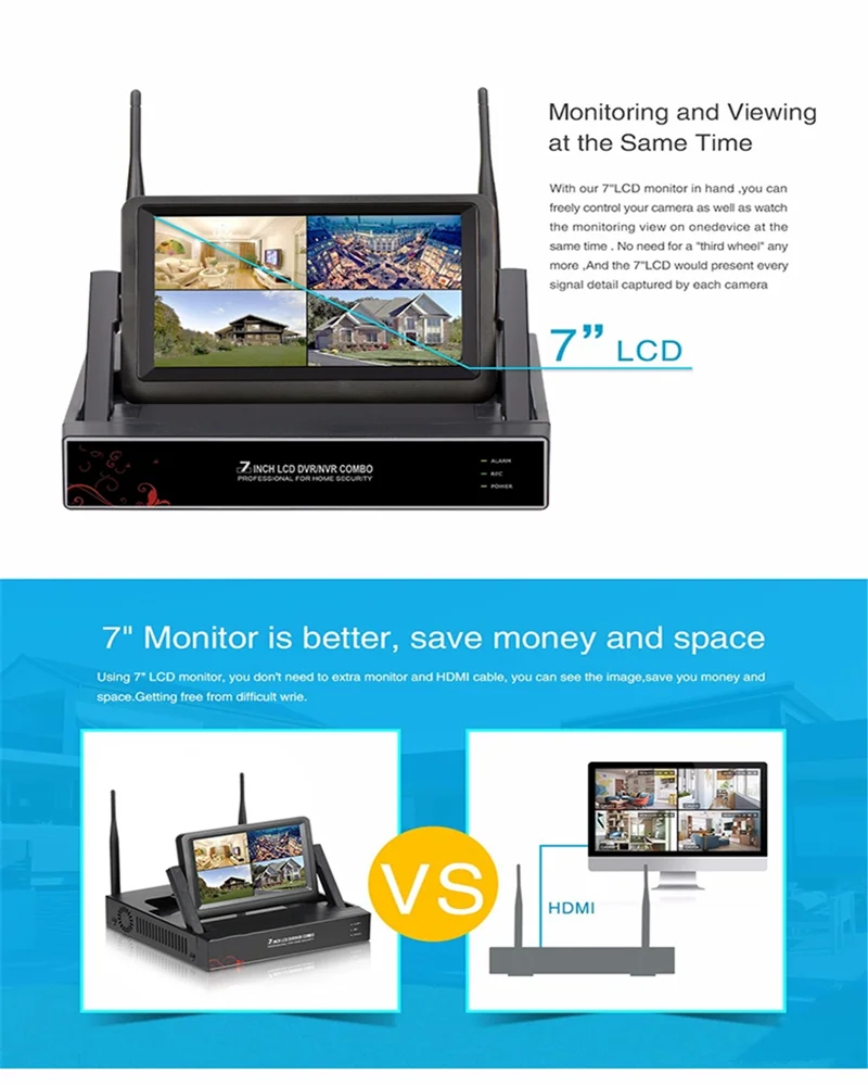 Tuya Smart APP 8 قناة عدة 2.0MP الأمن في الهواء الطلق المنزل كاميرا شبكة مراقبة IP لاسلكية في الهواء الطلق واي فاي Nvr عدة نظام CCTV الأمن