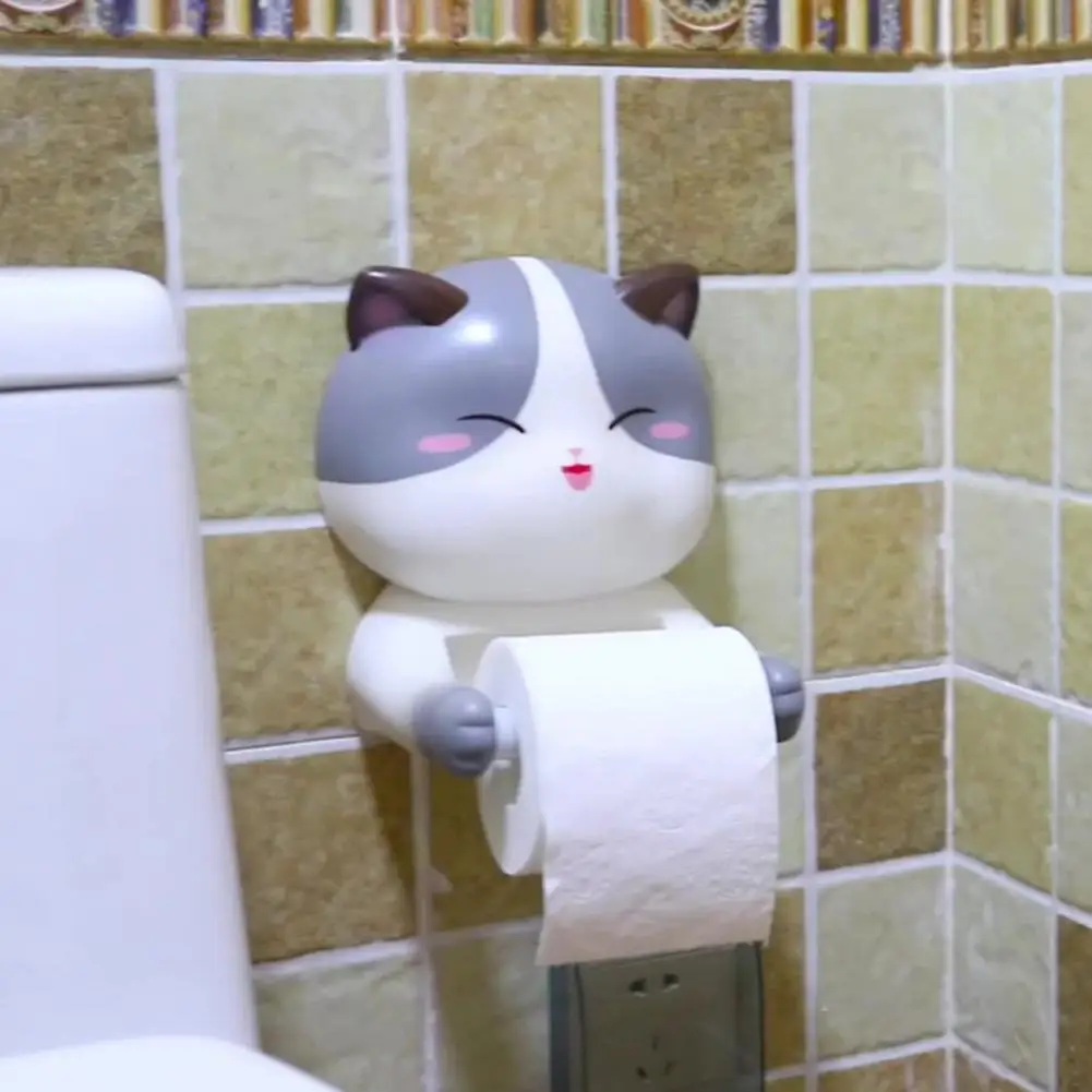 Roll Paper Holder Delicate Convenient Tissue Holder Cute Cat Toilet Roll Rack Bathroom Accessories for Office