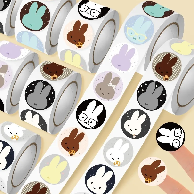 Miffy Rabbit Q Edition Roll Stickers Cartoon Cute Boys and Girls Hand Account Journal Decoration High Color Value diy Stickers - view 4