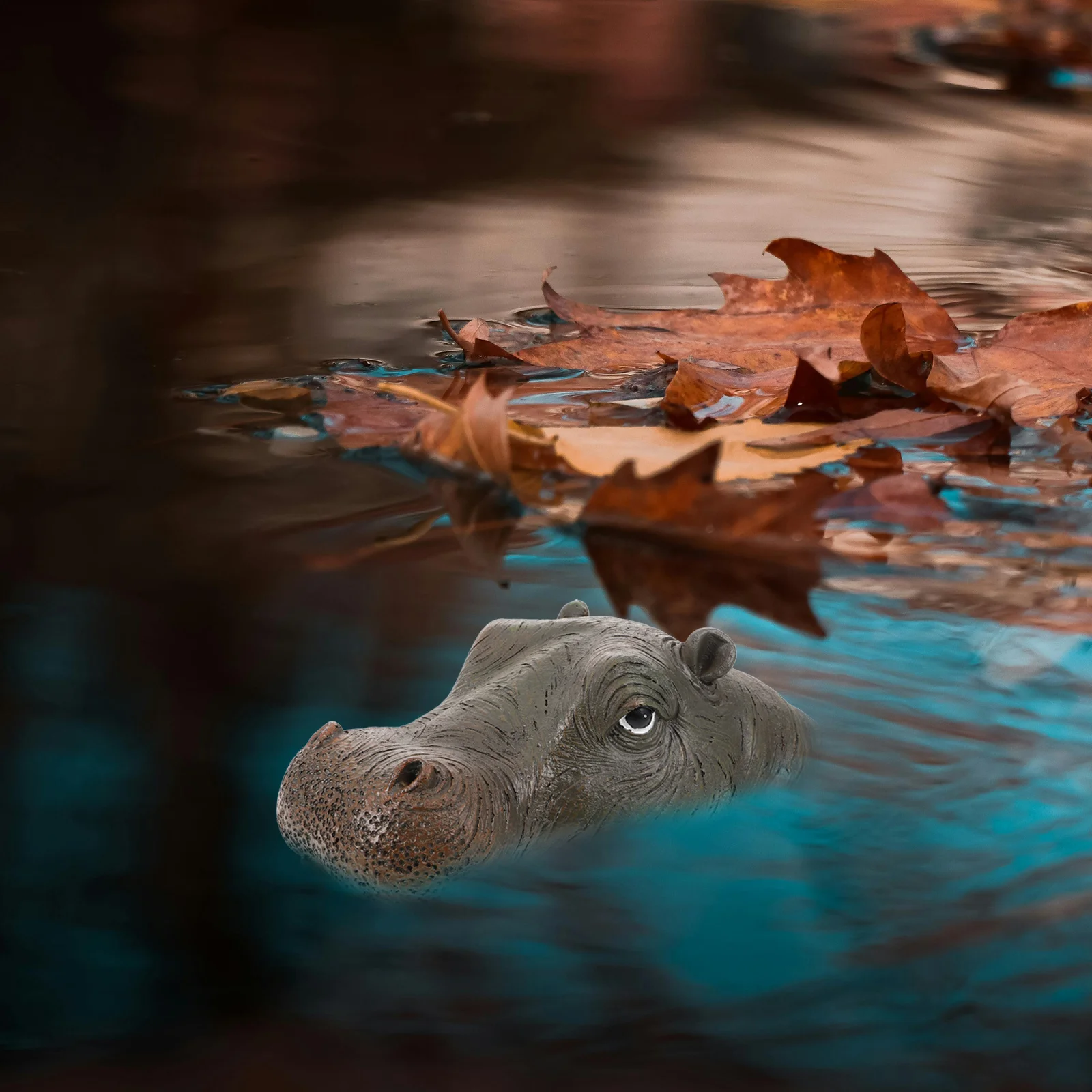 

Small Compact Lightweight Resin Floating Hippo Head Decoration Pond Garden Yard Landscape Hippo Head Statue Garden Decor