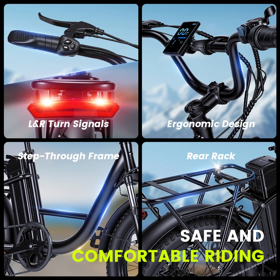 500W Foldable Electric Bicycle City Electric Bike with Lithium Battery 20Inch Fat Tires image 7