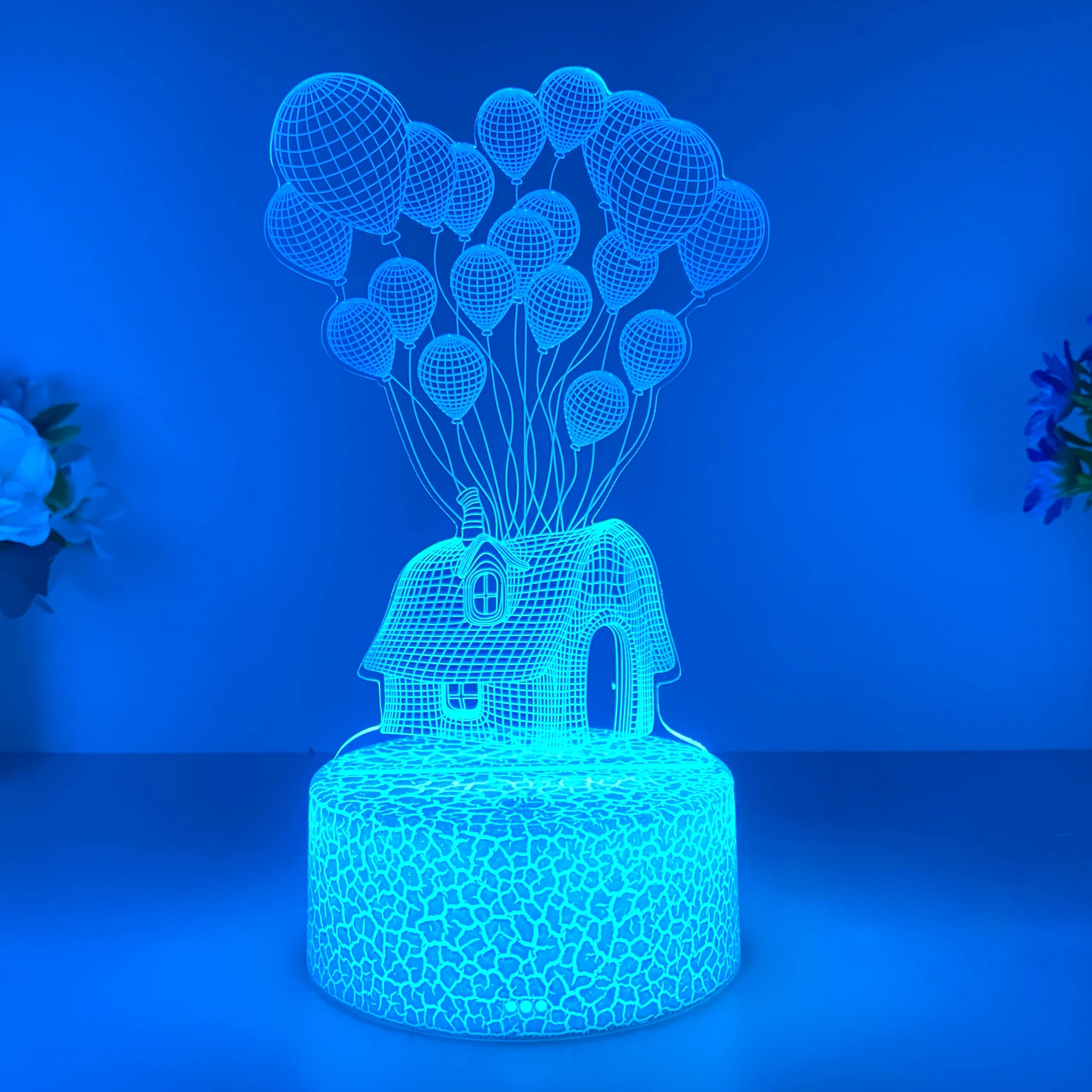 1pc balloon house 3D night light, mood mood light, USB soft light with sleeping light, holiday gift table light.