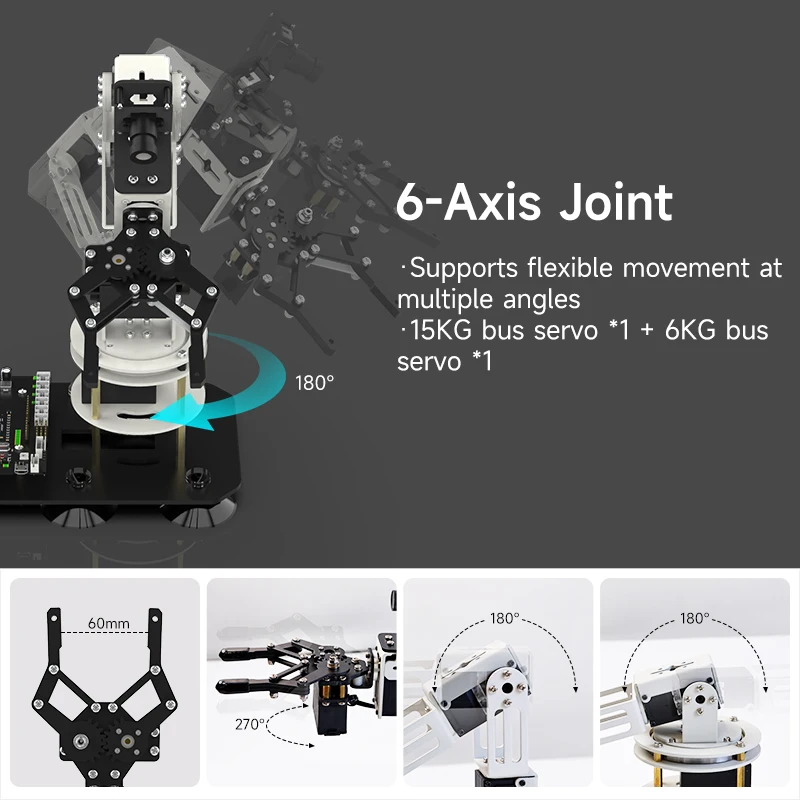 Yahboom DOFBOT SE Robotic Arm AI Vision Robot Virtual Machine Version 6DOF with ROS Python Programming For Windows Computer