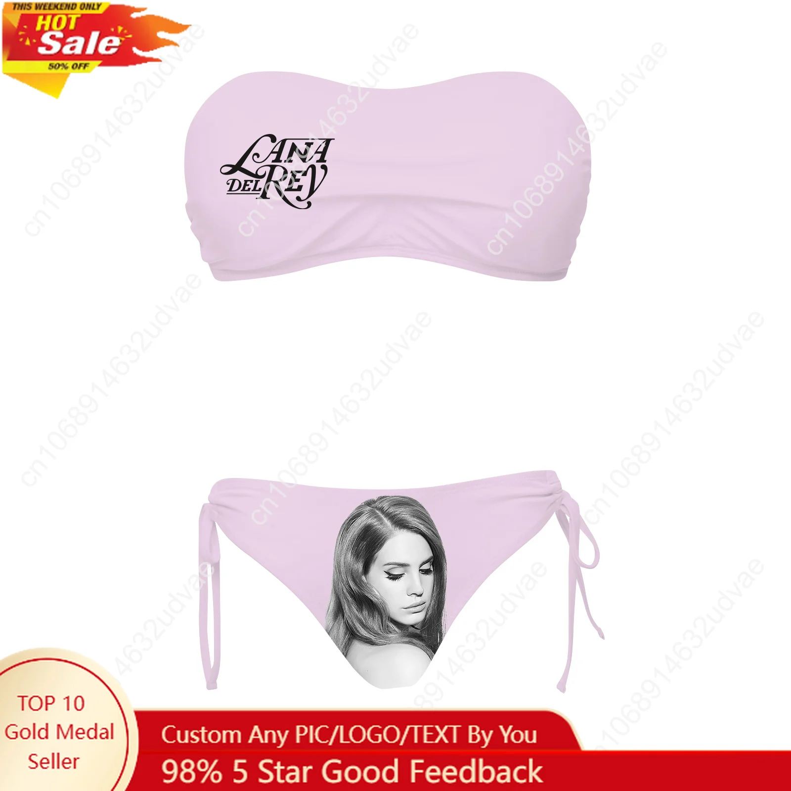 

Lana Del Rey Singer Swimsuit Womens Drawstring Two Piece Set Bathing Suit Personalized Swimwear Sexy Bikini Custom Beachwear