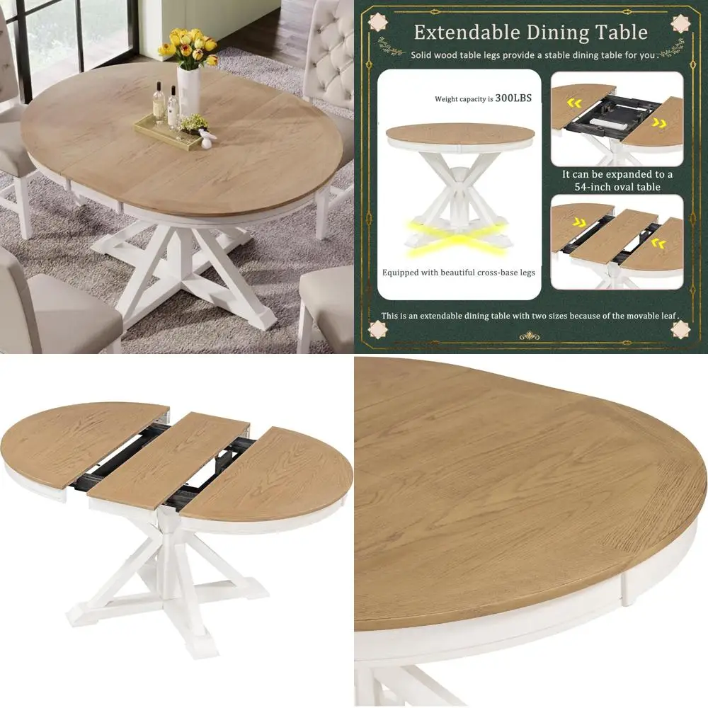 Mesa de comedor extensible moderna de roble de mediados de siglo para 4-6 personas, adecuada para cocina, restaurante o cafetería