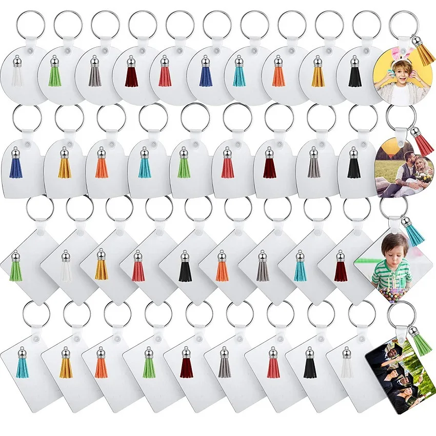 160Pcs Sublimation Blank Heat Transfer Keychain for Art Crafts with 40 MDF Blanks 40 Tassels 40 Keychain Rings 40 plastic buckle