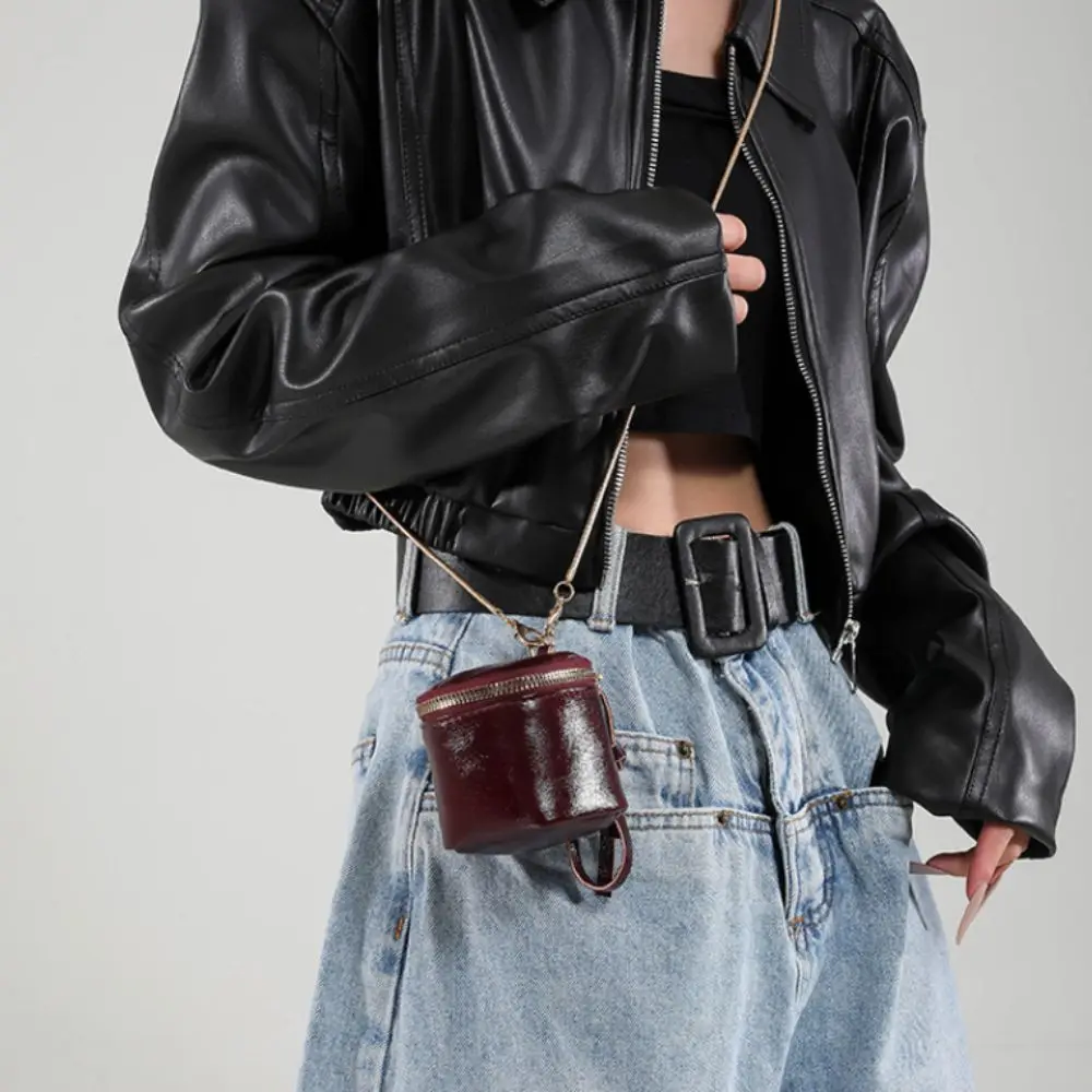 

Korean Style Small Square Coin Purse Leather Cards Keys Hanging Neck Wallet Shoulder Solid Color Mini Storage Bag Girls/Female