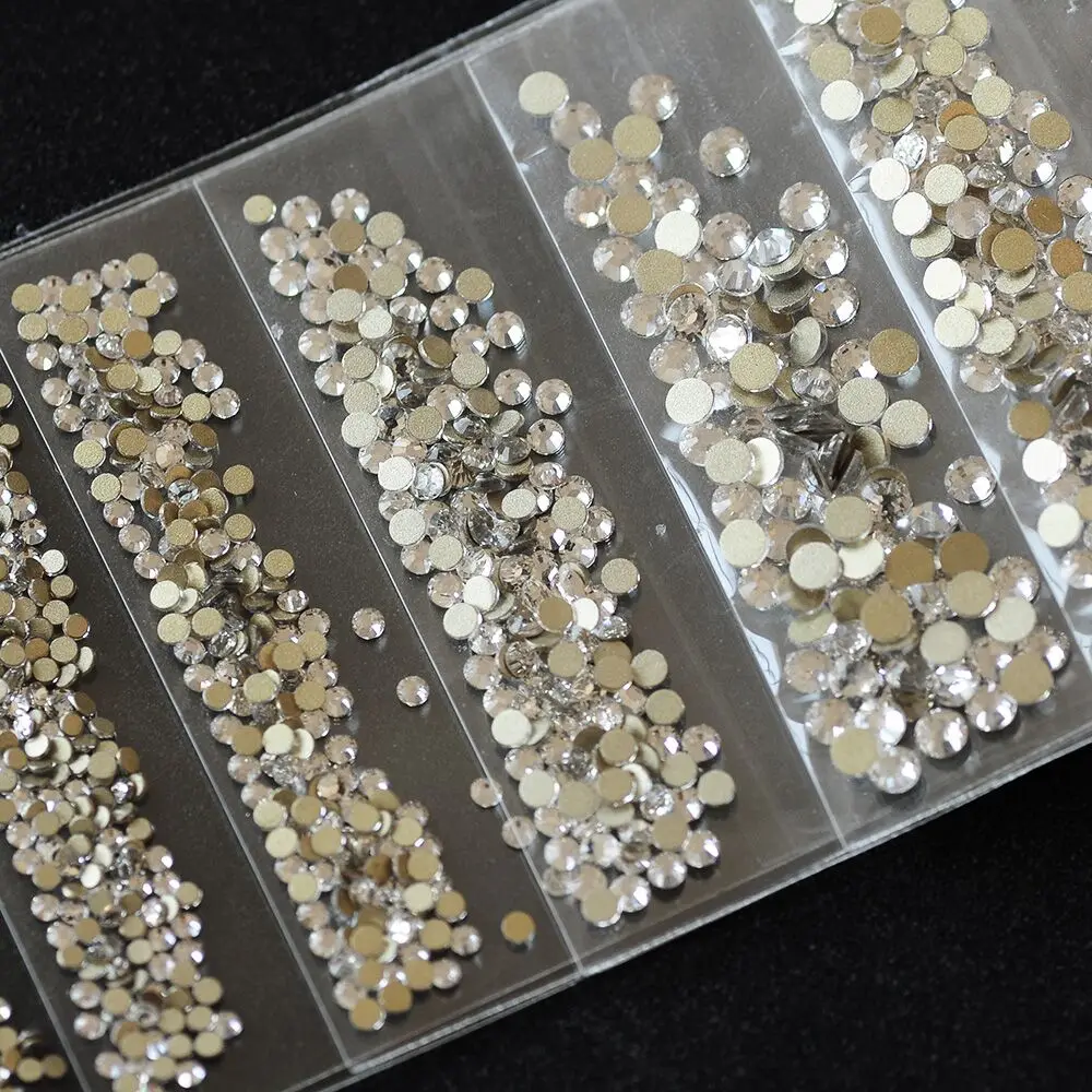 Mix Size 1440PCS SS3-SS10 Nail Art Rhinestones Crystal Flat Back Non Hotfix Stone Diamonds For 3D Nails Decorations