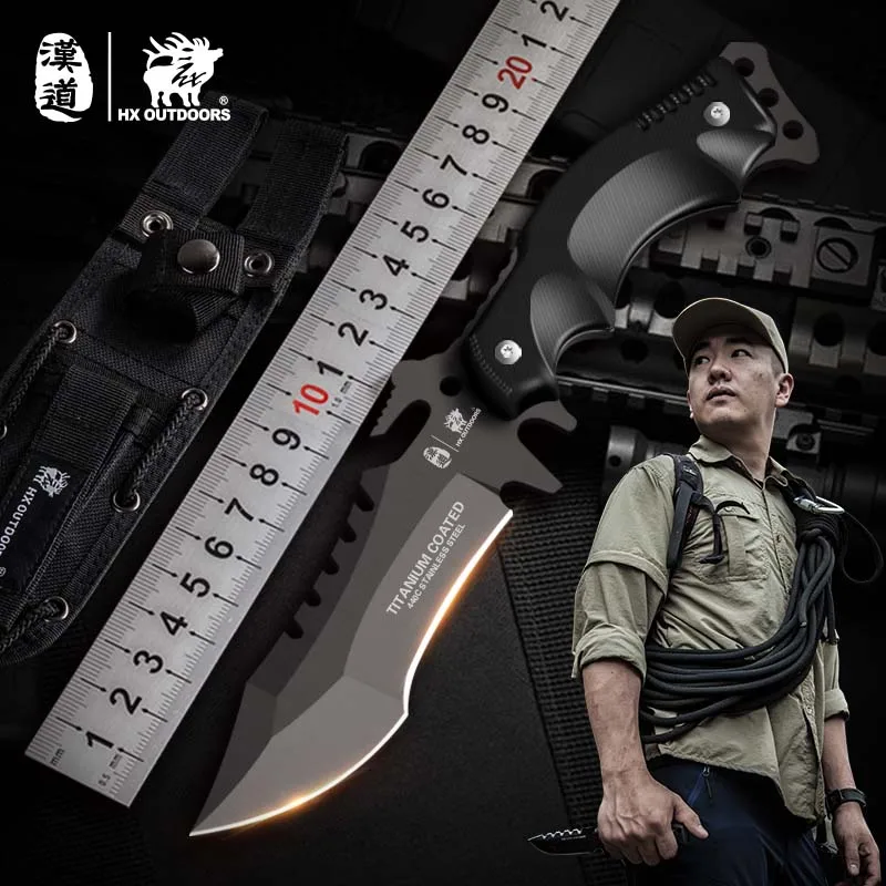 HX all\'aperto TRIDENT Survival Knife Army Hunting 58HRC Full Tang coltelli dritti strumento essenziale per strumenti di autodifesa all\'aperto