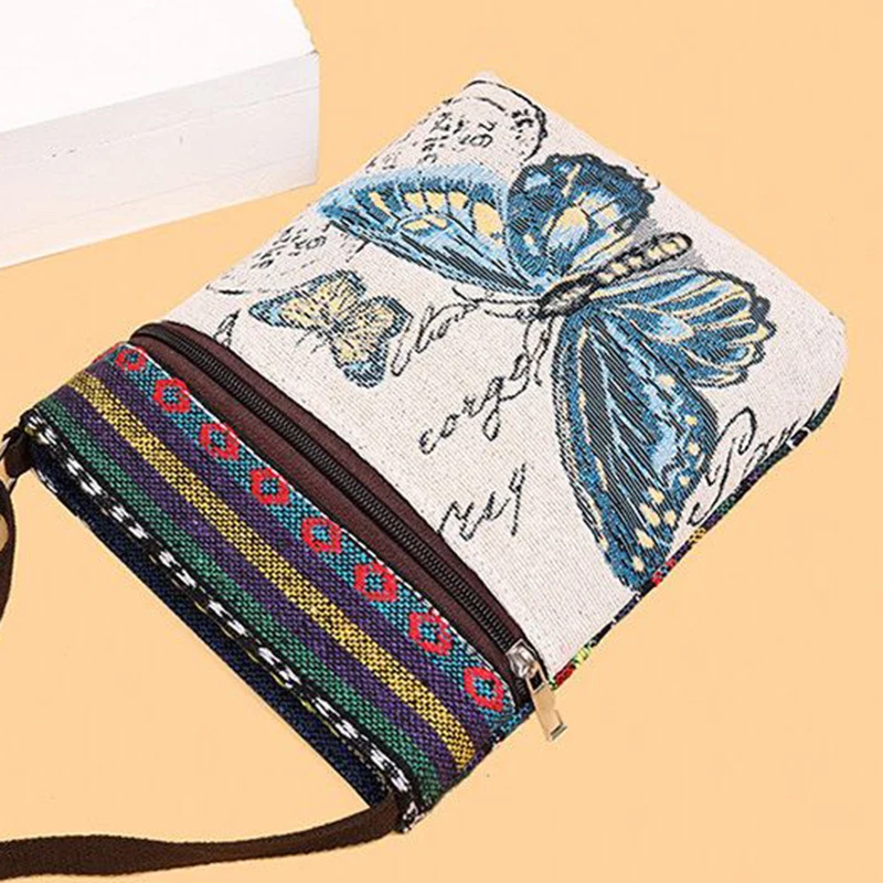 Damen-Umhängetasche, Handytasche, bestickte Umhängetasche im Ethno-Stil, kleine Retro-Leinentasche – Detail 19