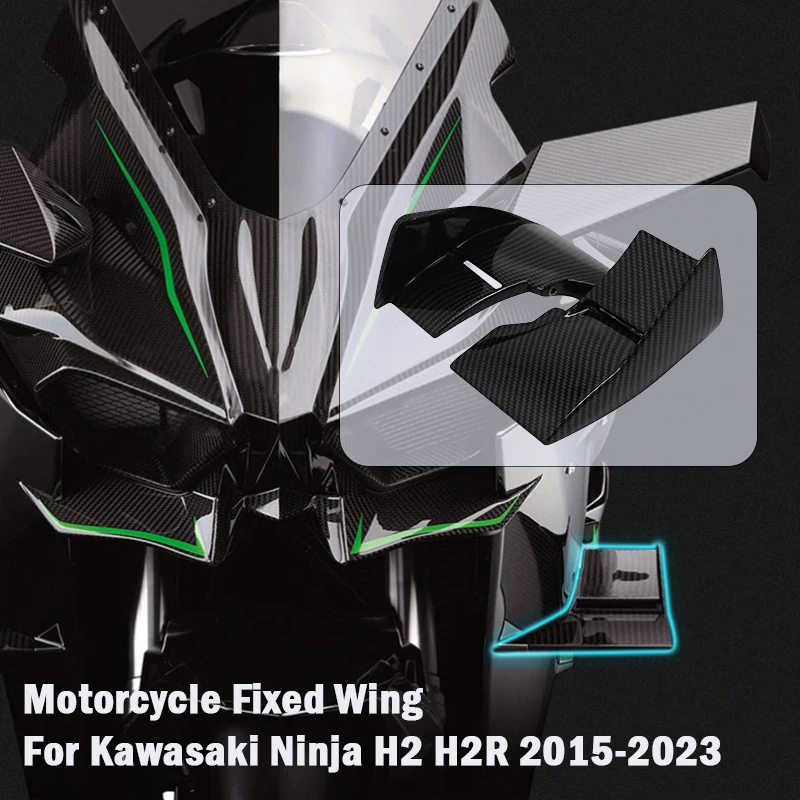 

For Kawasaki Ninja H2 H2R ABS Plastic High Quality Motorcycle Winglet Side Spoiler Wind Flow Fixing Wing Front Fairing 2015-2023