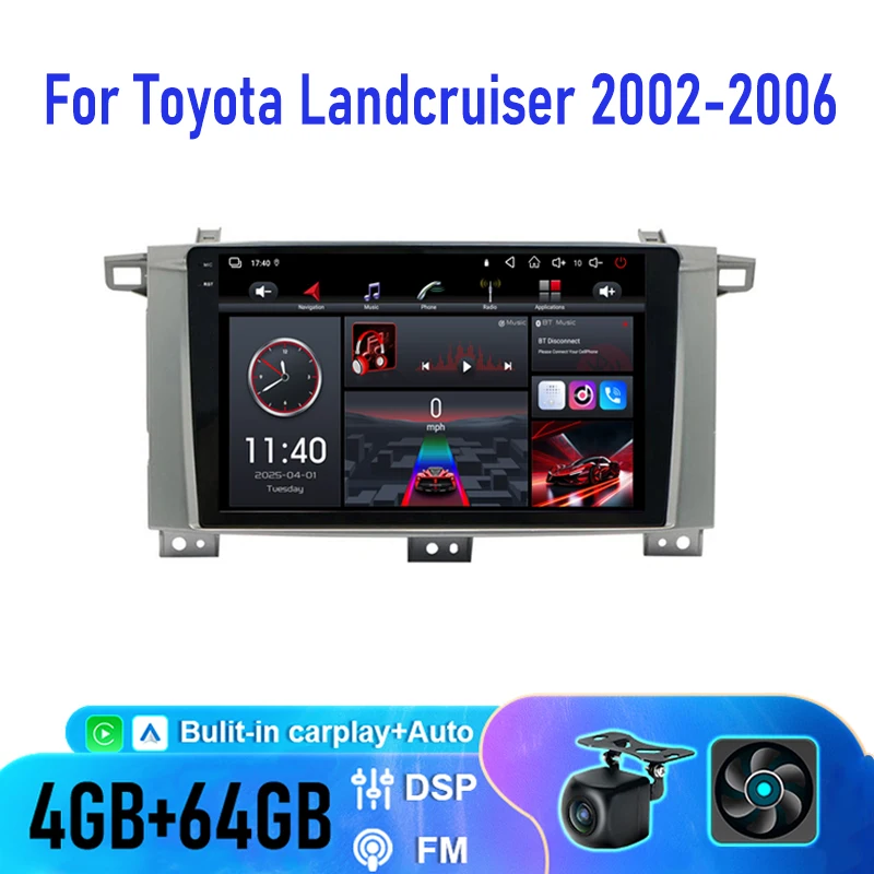 

Carplay Screen for Car, 9inch Carplay Car Radio For Toyota Landcruiser 2002-2006 with Mirror Link/Backup Camera/GPS Navigation
