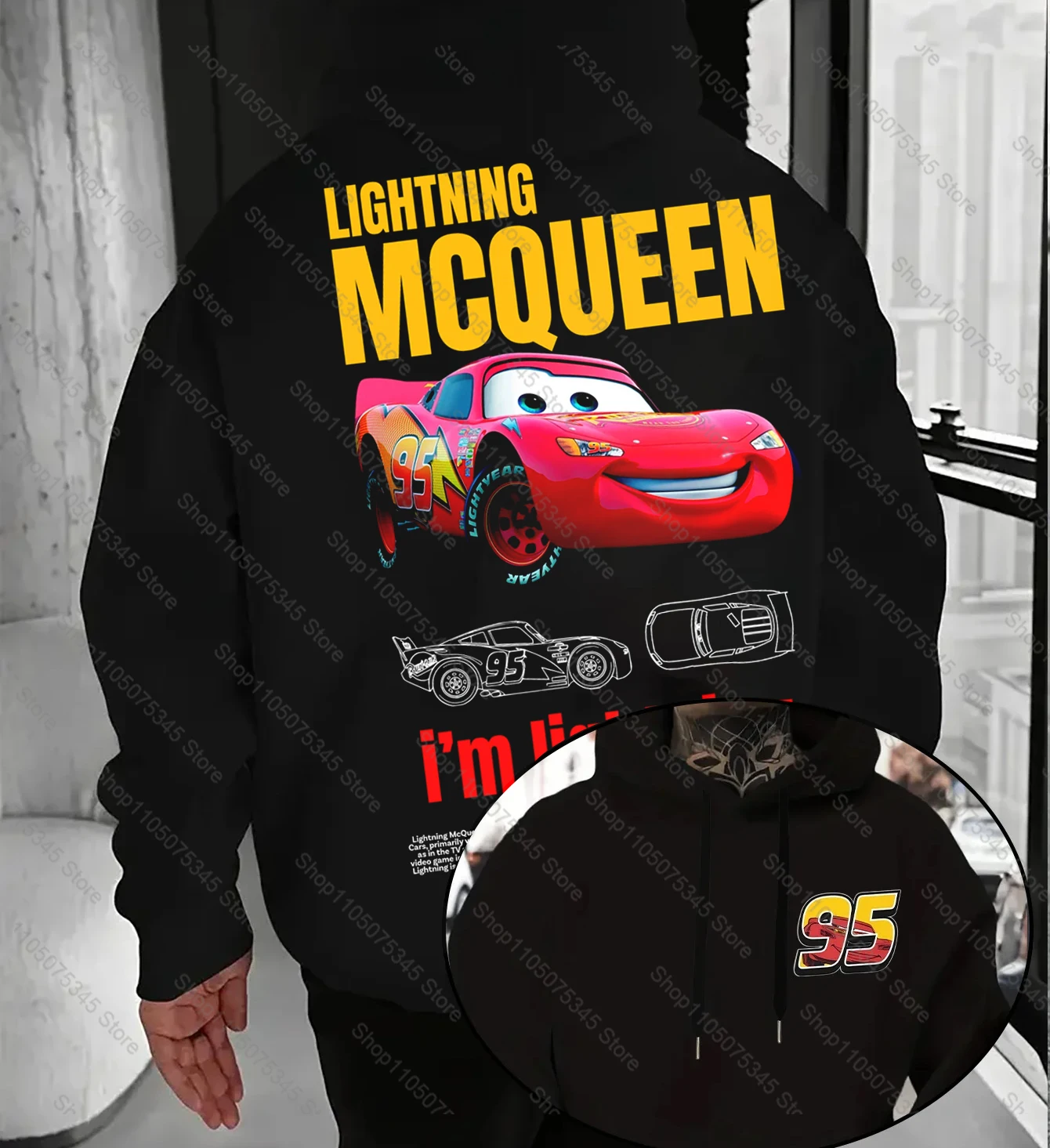 2025 Disney Cars Lightning McQueen Sudadera con capucha Sudadera con capucha suelta Regalo de cumpleaños para fanáticos de los coches de Disney Pixar Tops Ropa