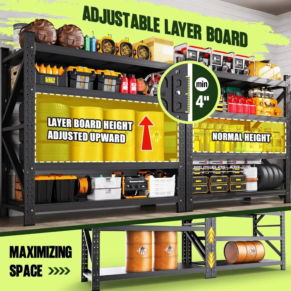 Garage Shelving,Heavy Duty Garage Storage Shelves,Metal Shelving Unit,5 Tier Adjustable Steel Utility Shelf,Use for Basement,