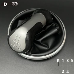 Perilla de cambio de marchas con Bota de cuero para coche, pomo de 5 velocidades para Skoda Fabia 2 II MK2 Combi Scout Roomster 2007- 2013, 5J0 711 113 C