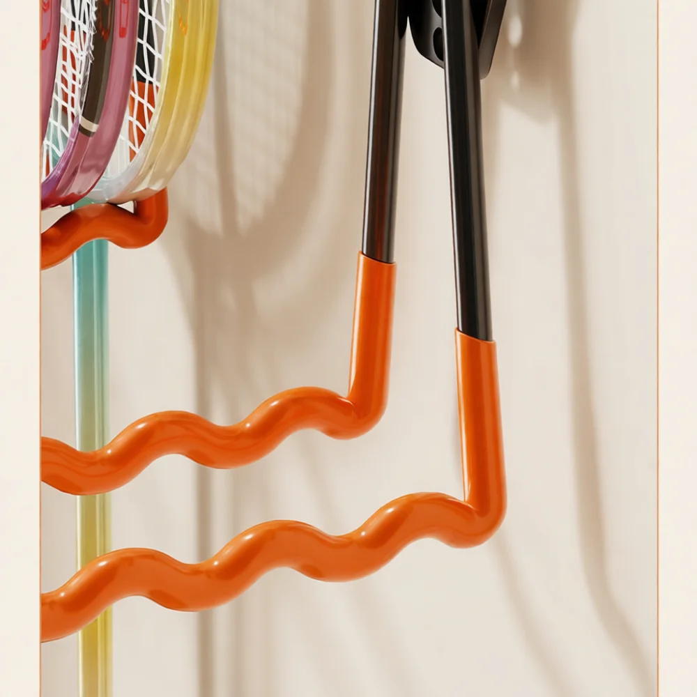 Punch Free Tennis Racket Hanger Vertical Badminton Racquet Storage Display Rack Wall Mounted Metal Organizer Home Decor