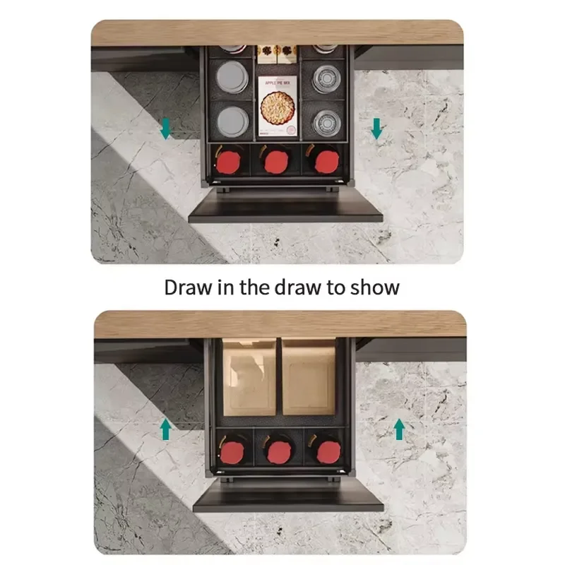 Soft-closing double-layer nested spice storage basket, suitable for hotel room cabinets and restaurant integrated decorative
