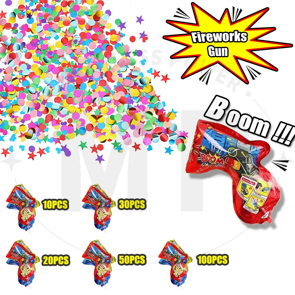 10~100pcs Color Random Fireworks Gun Confetti Cannon Handheld Inflatable Sparkle Sequin Wedding Celebration Birthday Party Toy