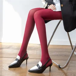 High-end Retro Burgundy Stockings High-elastic Matte Pantyhose Anti-snag Stockings Slimming and Non-transparent Leggings