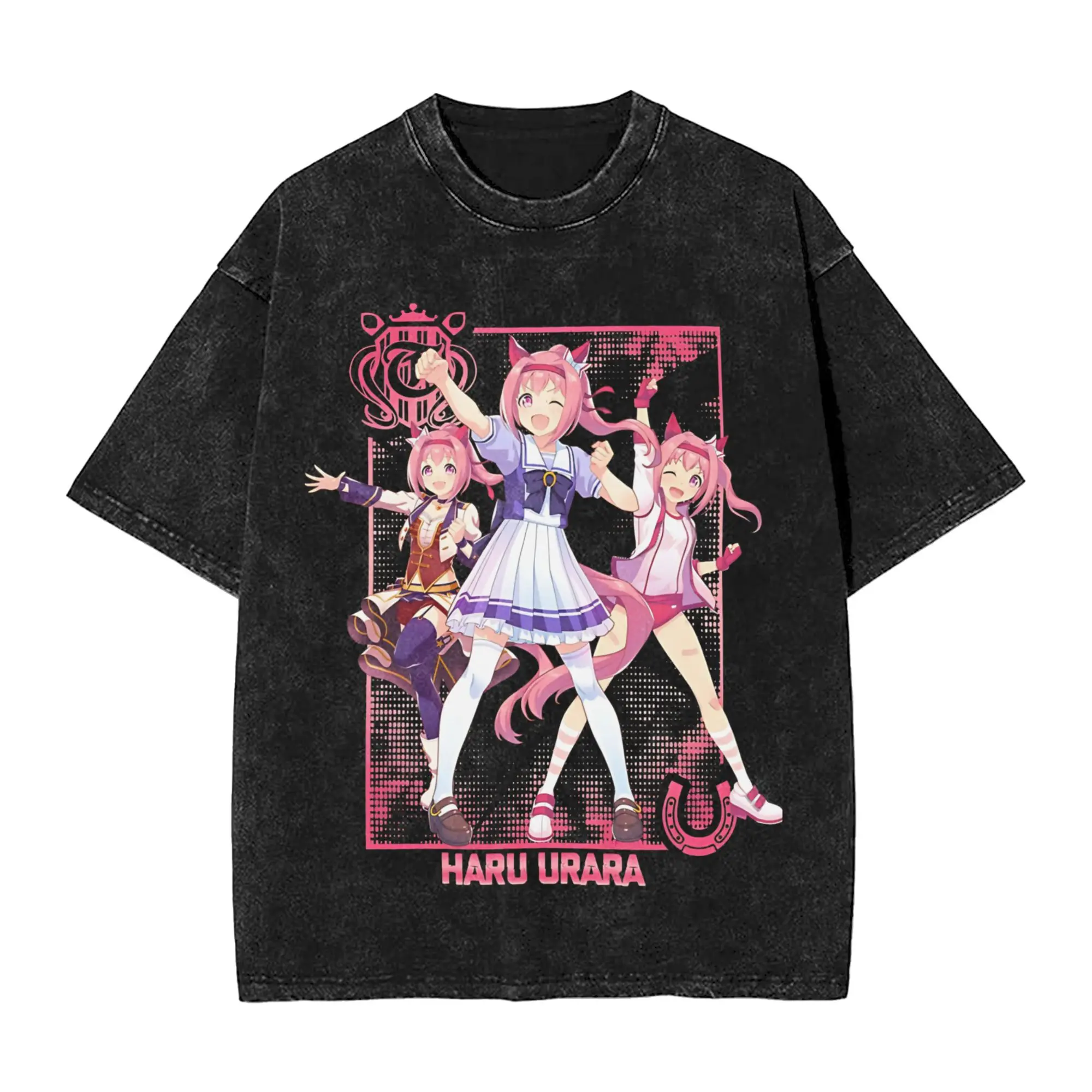 Haru Urara Uma Musume 워시 티셔츠 streetwear 힙합 빈티지 티셔츠 티셔츠 남성 여성 100% 코튼 오버 사이즈 그래픽