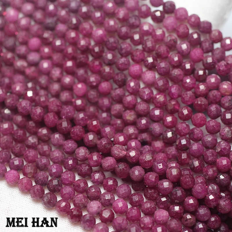 Meihan natural 4mm 6mm 8mm Ruby faceted round loose beads for jewelry making design DIY Necklace Bracelet