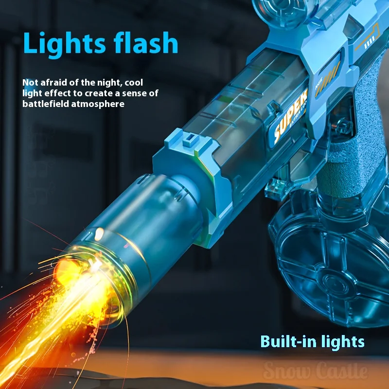 Neue Ice Rat All-in-One-Elektro-Wasserpistole. Nicht abnehmbare Version der Flammeneffekt-Lichtpistolenköpfe. Outdoor-Sommerspielzeug für Kinder