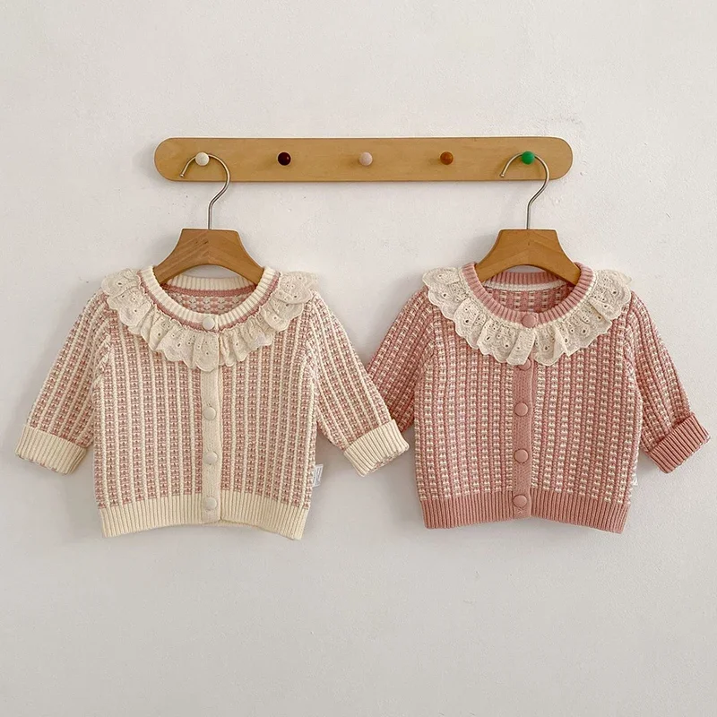 2026 ربيع جديد طفل رضيع فتاة الحياكة سترة سترة الوليد الطفل الفتيات سترة معطف 0-3 سنوات الأطفال الحياكة الملابس #1