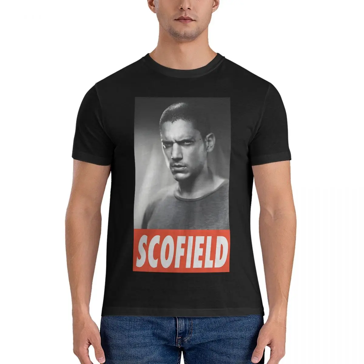 Men Michael Scofield T Shirts Prison Break Pure Cotton Clothing Vintage Short Sleeve O Neck Tee Shirt Graphic Printed T-Shirts