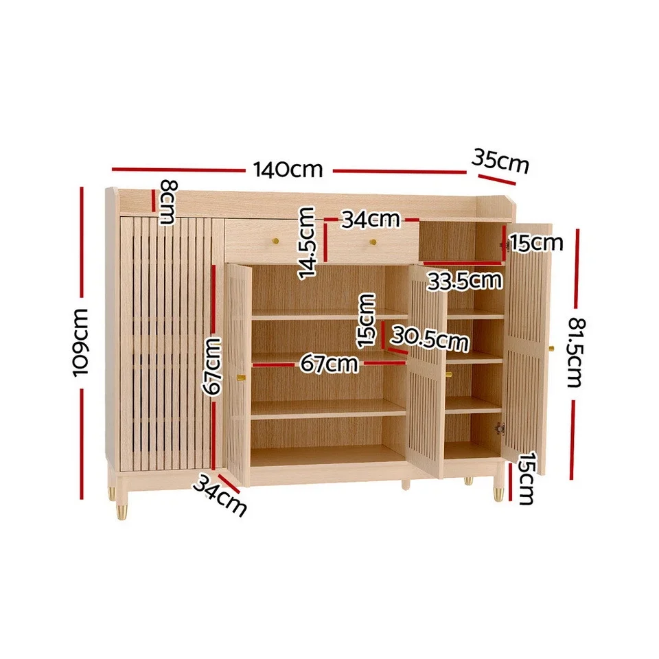 Functional Shoe Cabinet Offers Versatile Storage for up to 26 Pairs Shoes, Featuring Adjustable Shelve and Two Pull-out Drawers