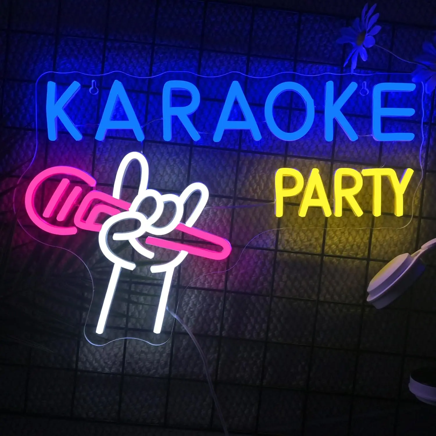 Karaoke Party Neon Sign USB Dimmable LED Neon Light for Bar Music Record Studio Nightclub Bar Business Store Home Decor Gift