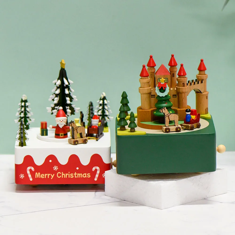 Birthday Gift Wooden Clockwork Music Box. Rotating Musical Bell Gift. Valentine's Day Music Box Wooden Crafts Machinery