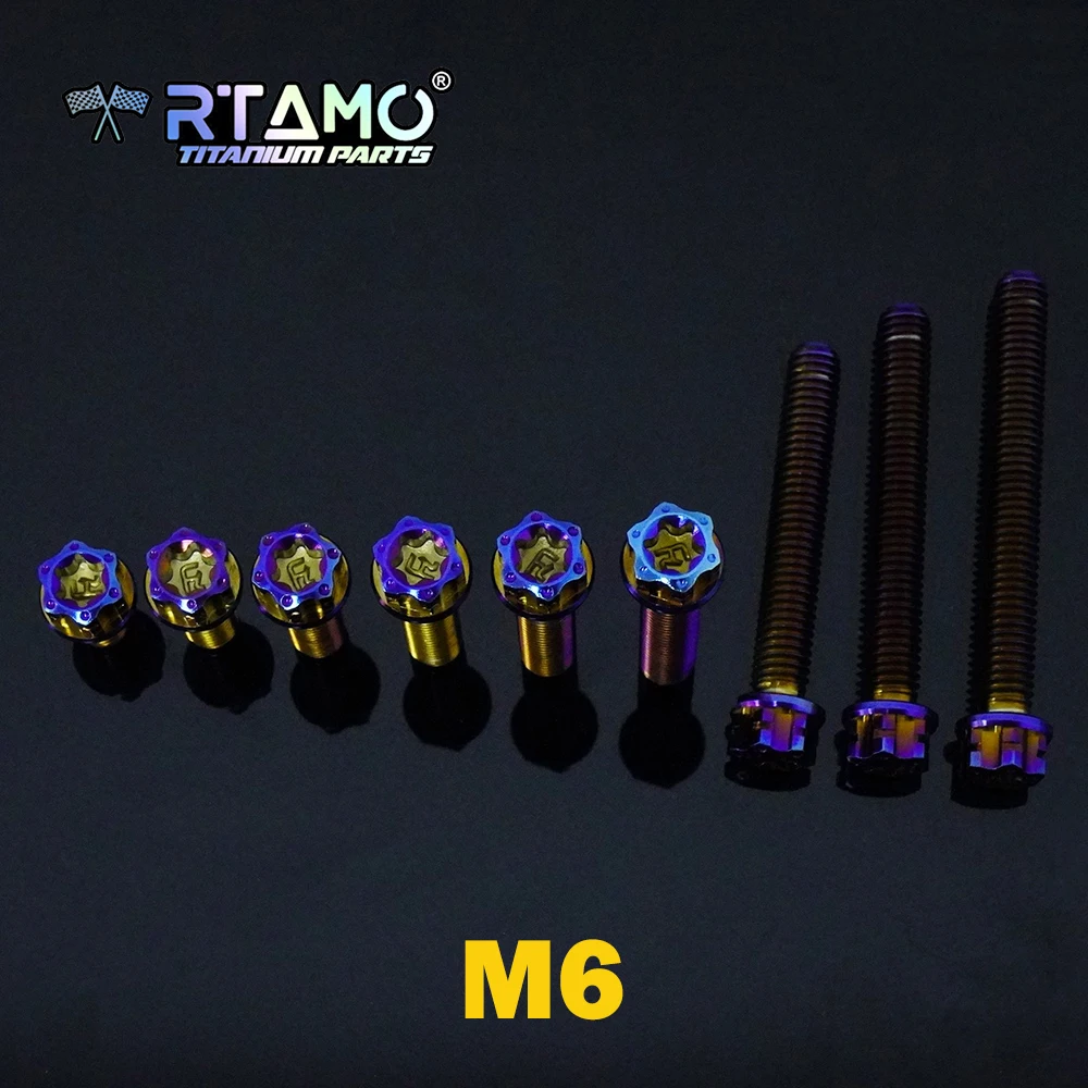 

RTAMO Титановый болт TC4 M6X10/15/20/25/30/35/40/45/50 Винт для мотоцикла и велосипеда
