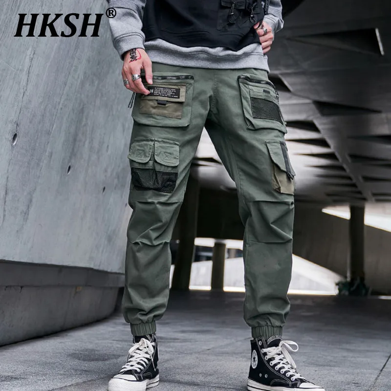 HKSH Men's Darkwear Cargo Pants Spring Autumn High Street Trendy Darkwear Casual Cropped Leggings Punk Tactical Trousers HK0005